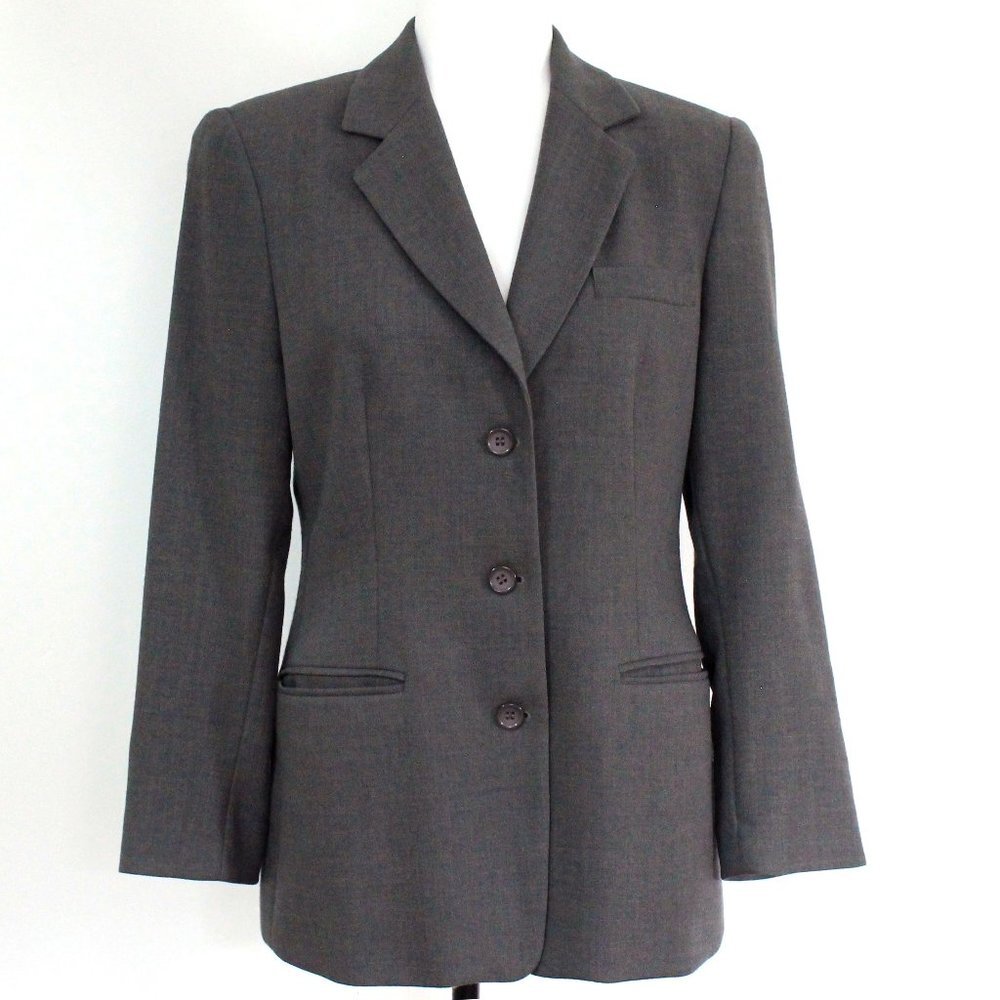 Vintage Grey Wool Blazer, FEMME DE CARRIERE Woolmark Single Breasted